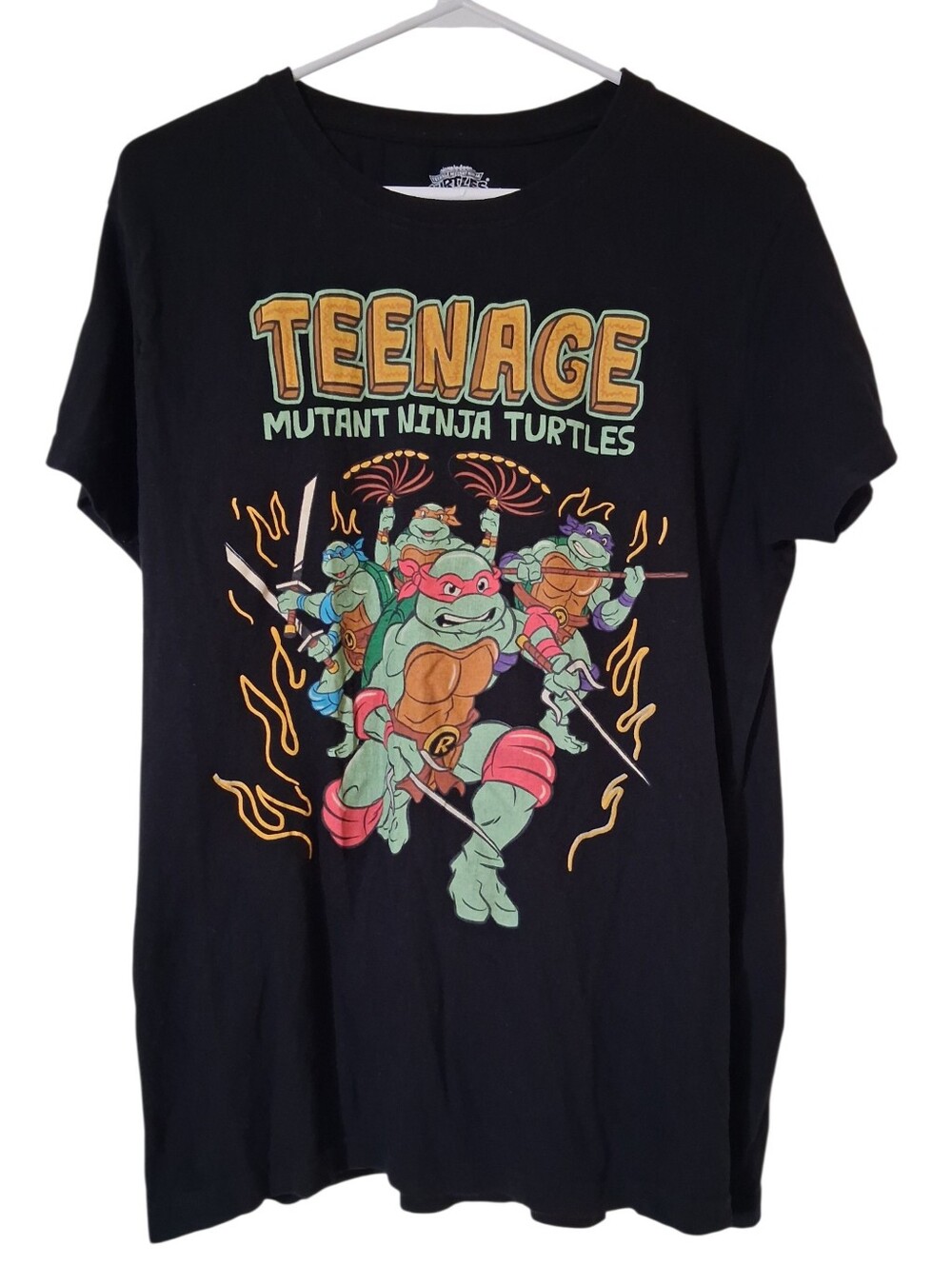 Teenage Mutant Ninja Turtles Black Graphic T-Shirt Large Retro Y2k Casual Pop - Picture 4 of 8